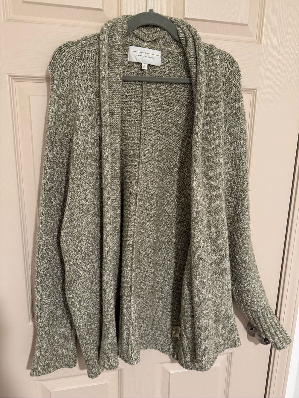 Angel Of The North Marled Gray Open-Front Knit Cardigan